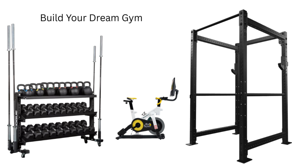 squat rack cardio bike dumbbell rack storage barbell kettlebell